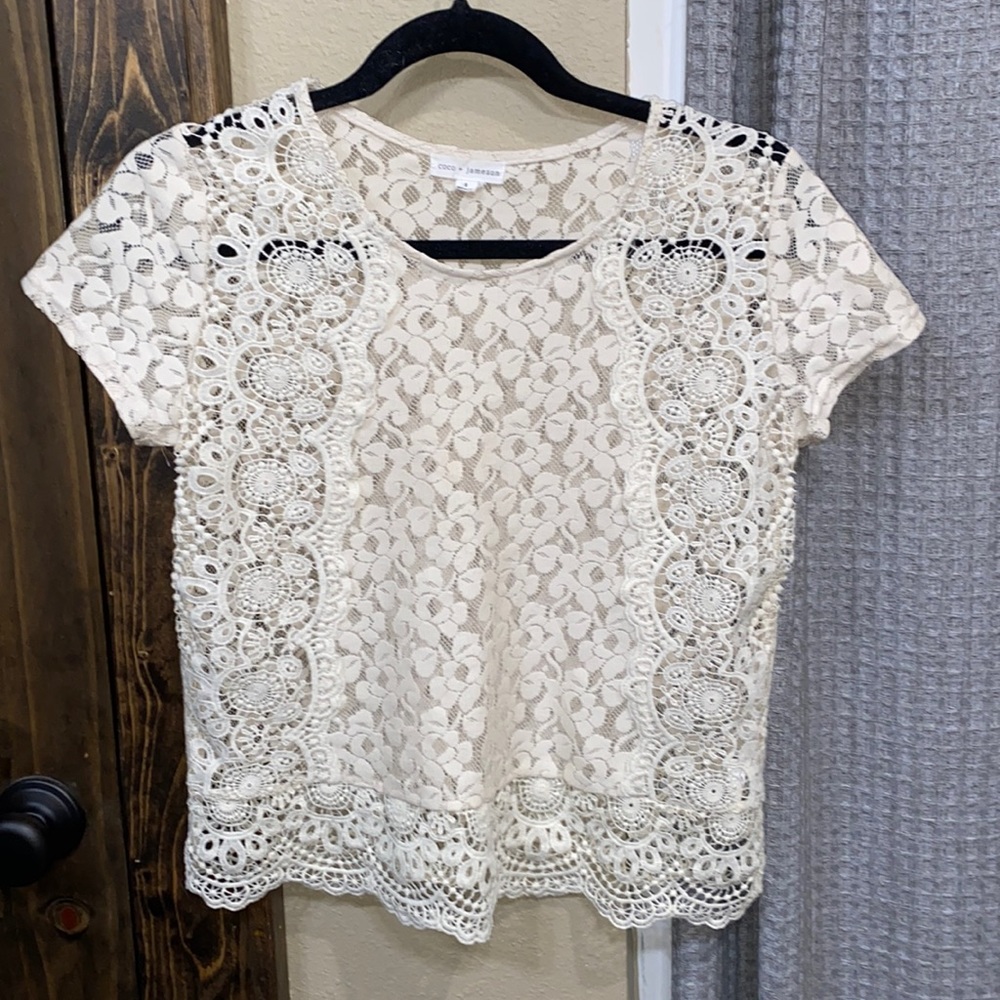 Size Small lace see through blouse, gently worn!